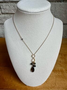 Anthropologie Long Elegant Infinity Pendant Necklace with Smoky Quartz